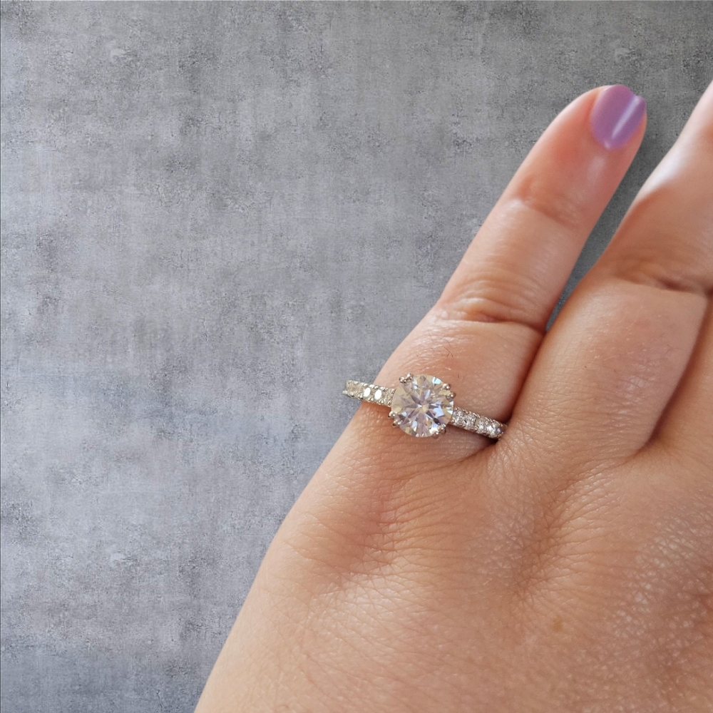 NWT Sterling Silver Moissanite Ring Size 7 | 1.9 CTW VVS D Color Round Solitaire